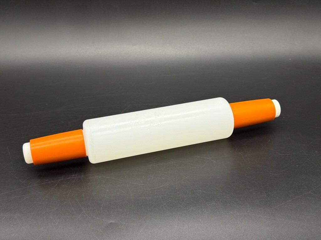 Vintage 16″ Fillable TUPPERWARE Rolling Pin 9″ Body 3″ Handles with Cap