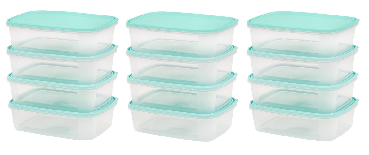 12 x Food Storage Box Container with Lid Airtight Microwave safe BPA free 1 L