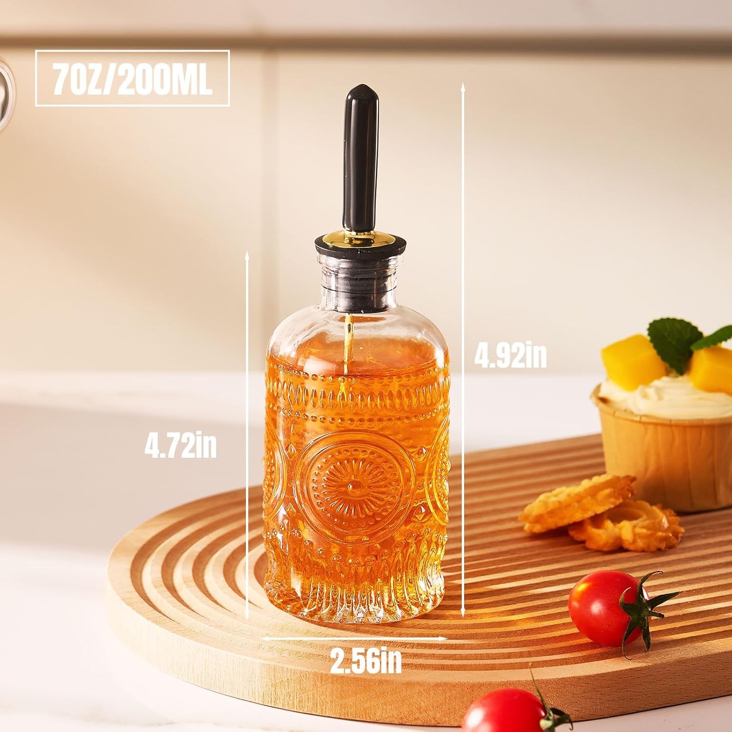 1 Pack Glass Coffee Syrup Dispenser Bottles 7 OZ Simple Syrup Bottles W/ Metal