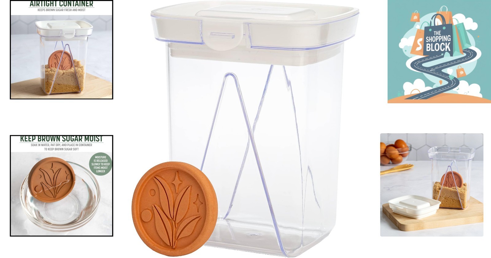 Brown Sugar Saver & Softener Disc with Airtight 1-Quart Food Container