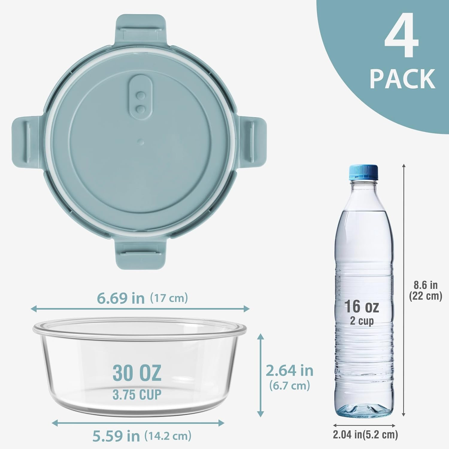 30Oz Glass Meal Prep Containers with Lids, Airtight 3.75 Cup Food Storage Con…