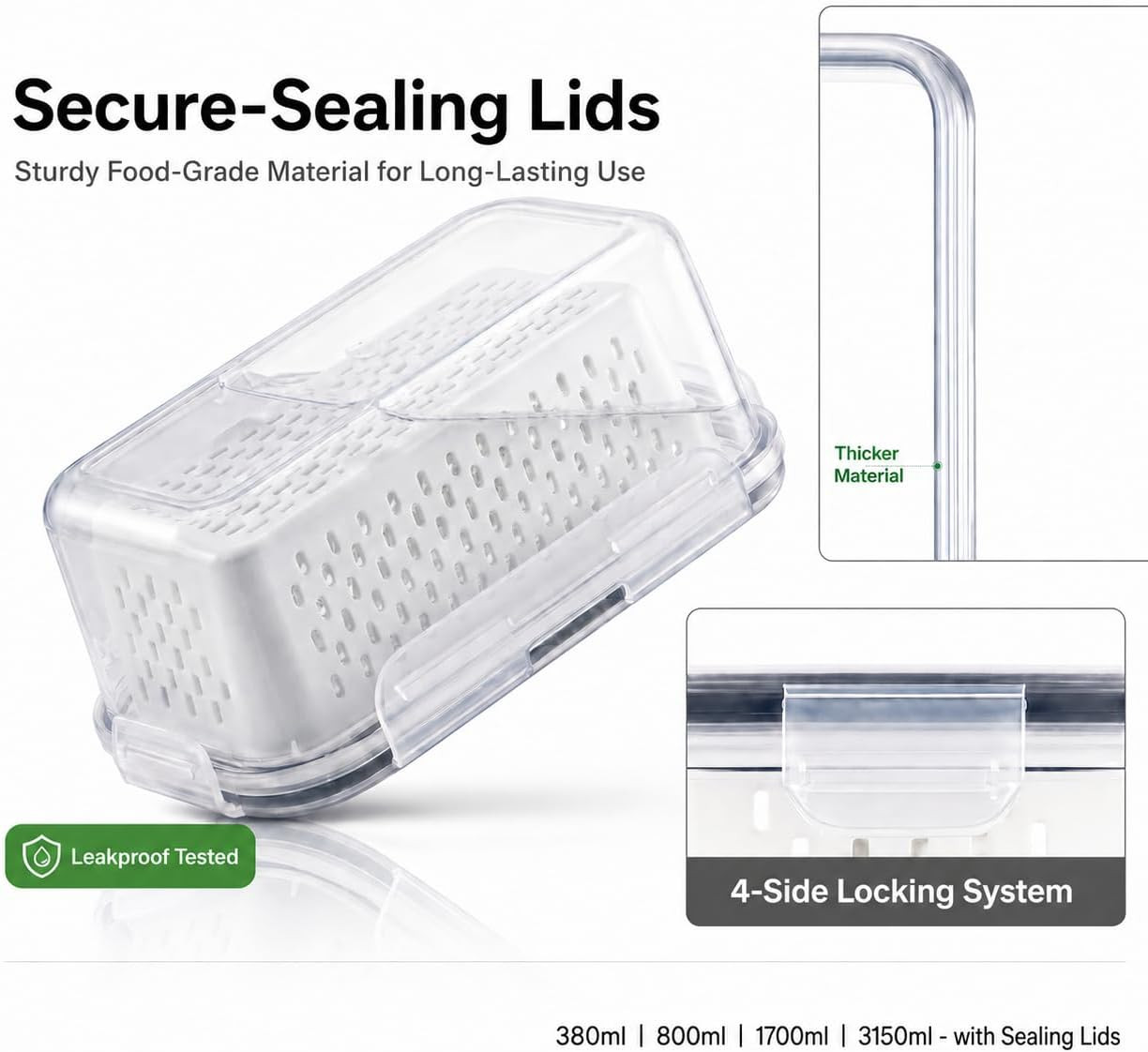 Fruit Storage Containers for Fridge with Lids, Fridge Organizers and Storage Pro