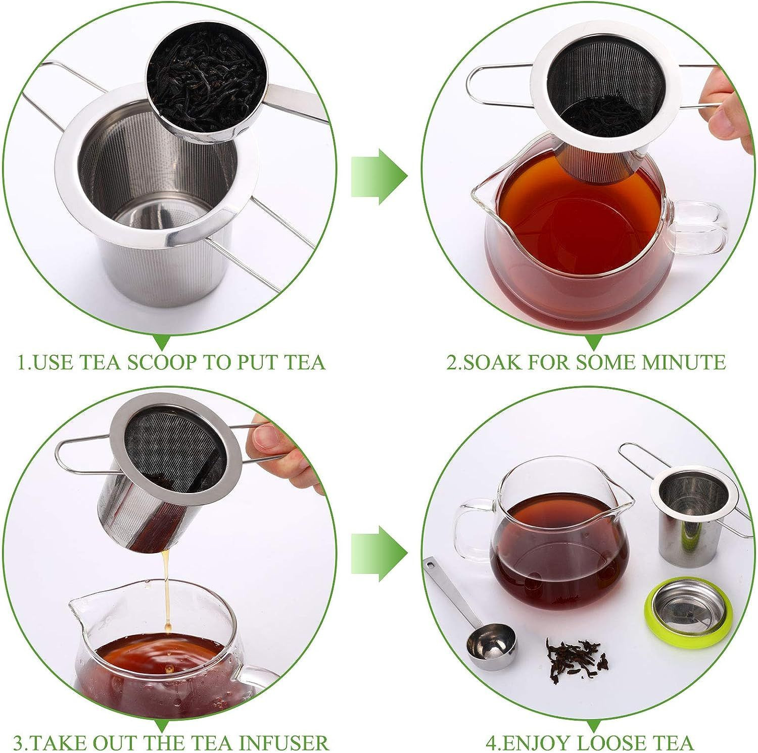 2 Pieces Tea Infusers with Scoop Stainless Steel