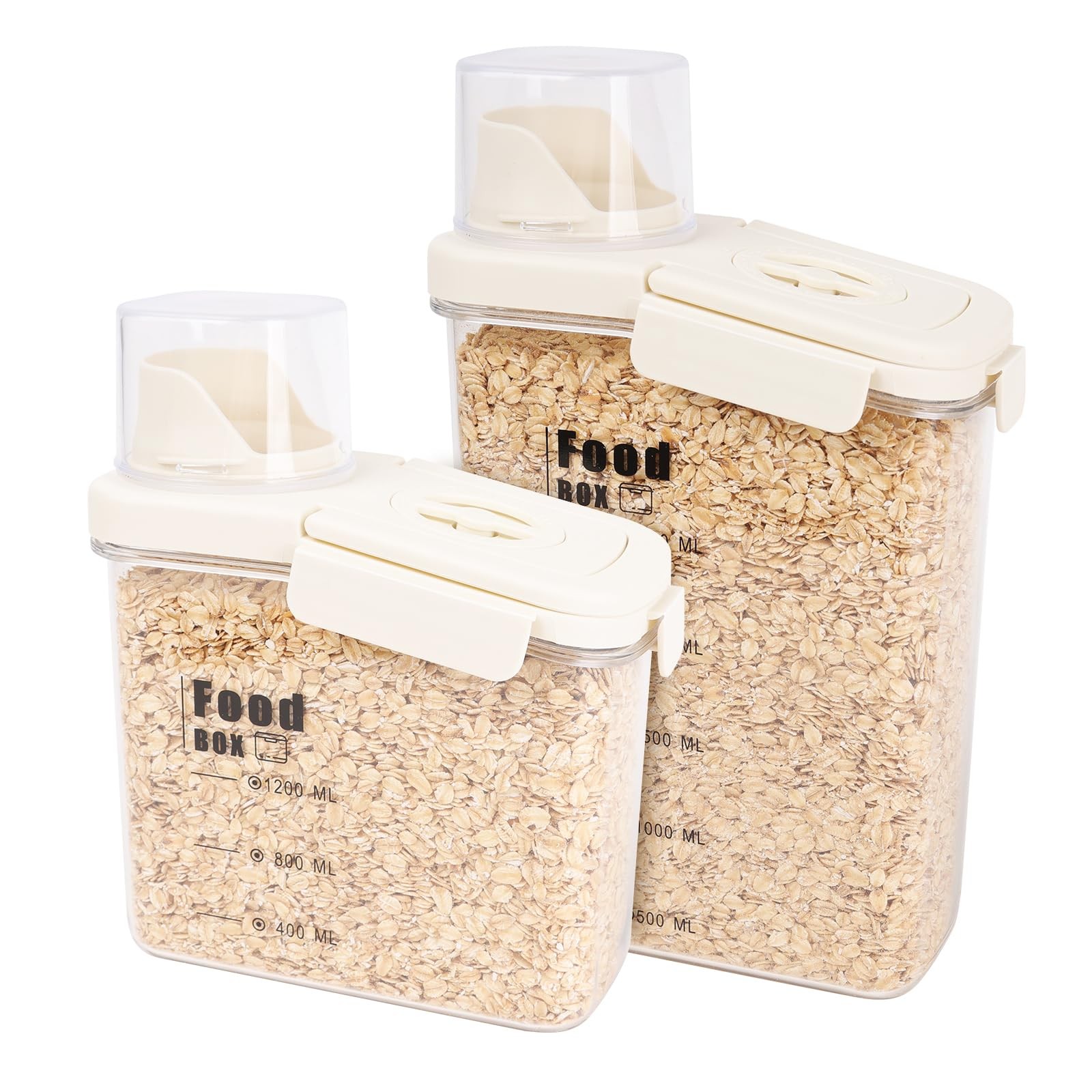 2 Pcs Airtight Cereal Containers Storage Set for Kitchen, Large Plastic Rice …