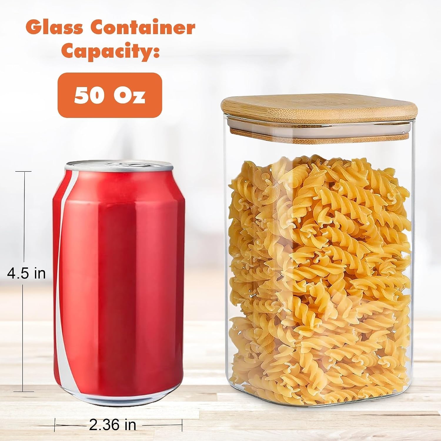 Glass Storage Containers with Airtight Bamboo Lids Set of 4,Pantry Food Stora…