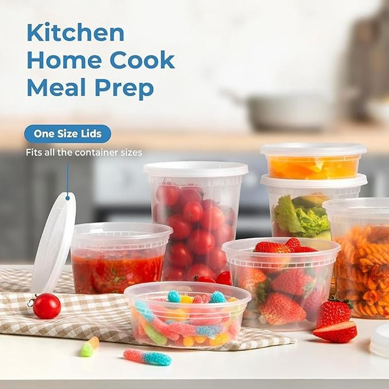 24 Pack Leak-Proof Soup Cups, 8/16/32oz Food Storage Containers with Condiment L