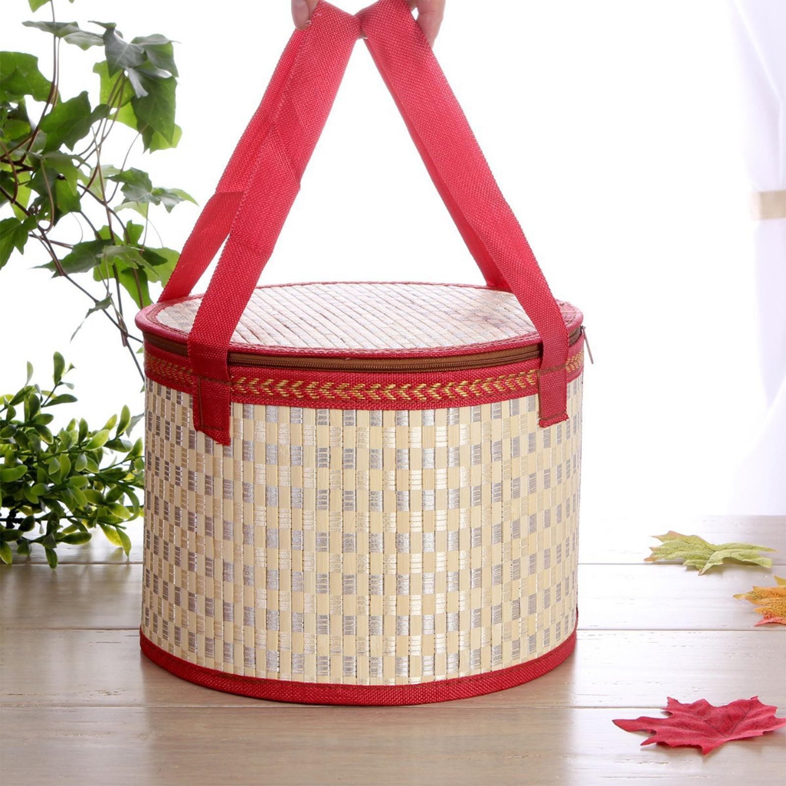 Bamboo Woven Basket with Handle Egg Container Versatile Sturdy Lightweight