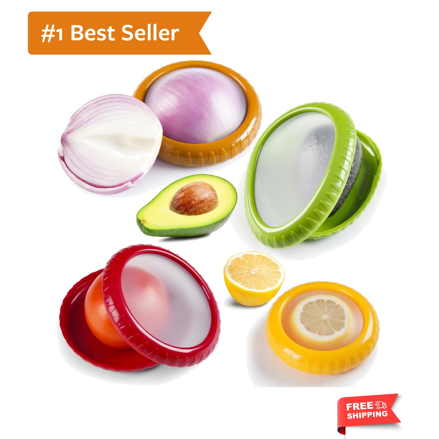4-Pcs Avocado Saver & Vegetable Storage Set – Silicone Fresh Pods for Fridge