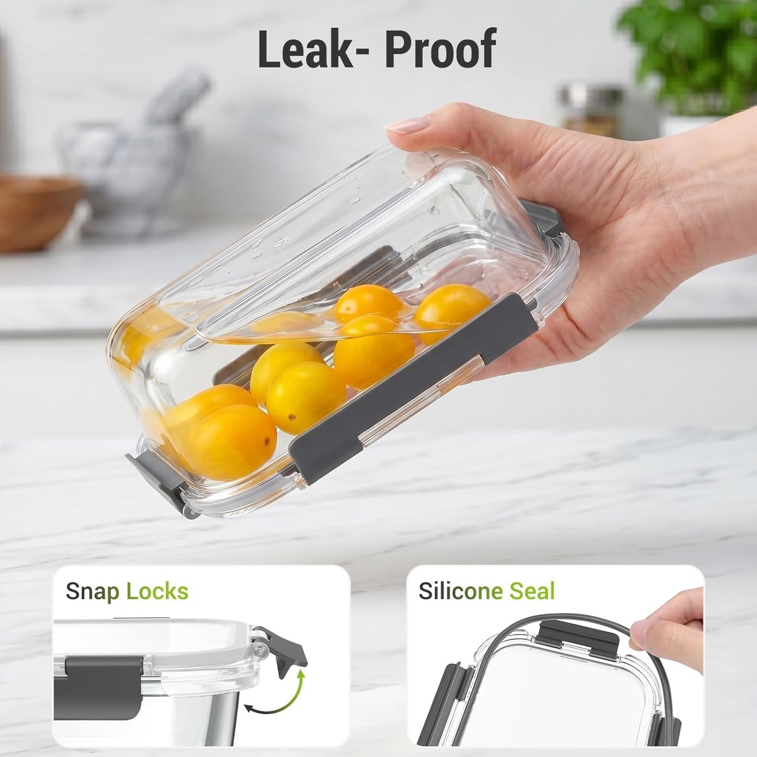 Stylish Gray Glass Meal Prep Containers – Airtight & Lockable for Freshness