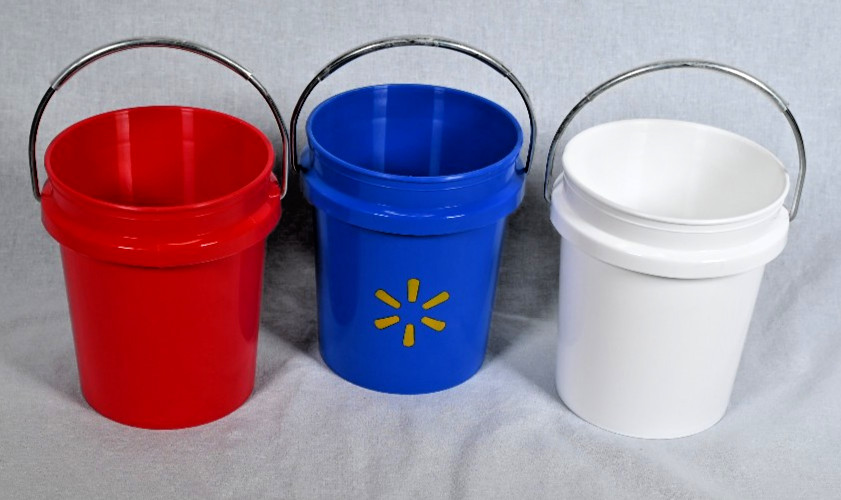 Set of (3) Walmart Mini Buckets w/o Lids ~ Red , White & Blue