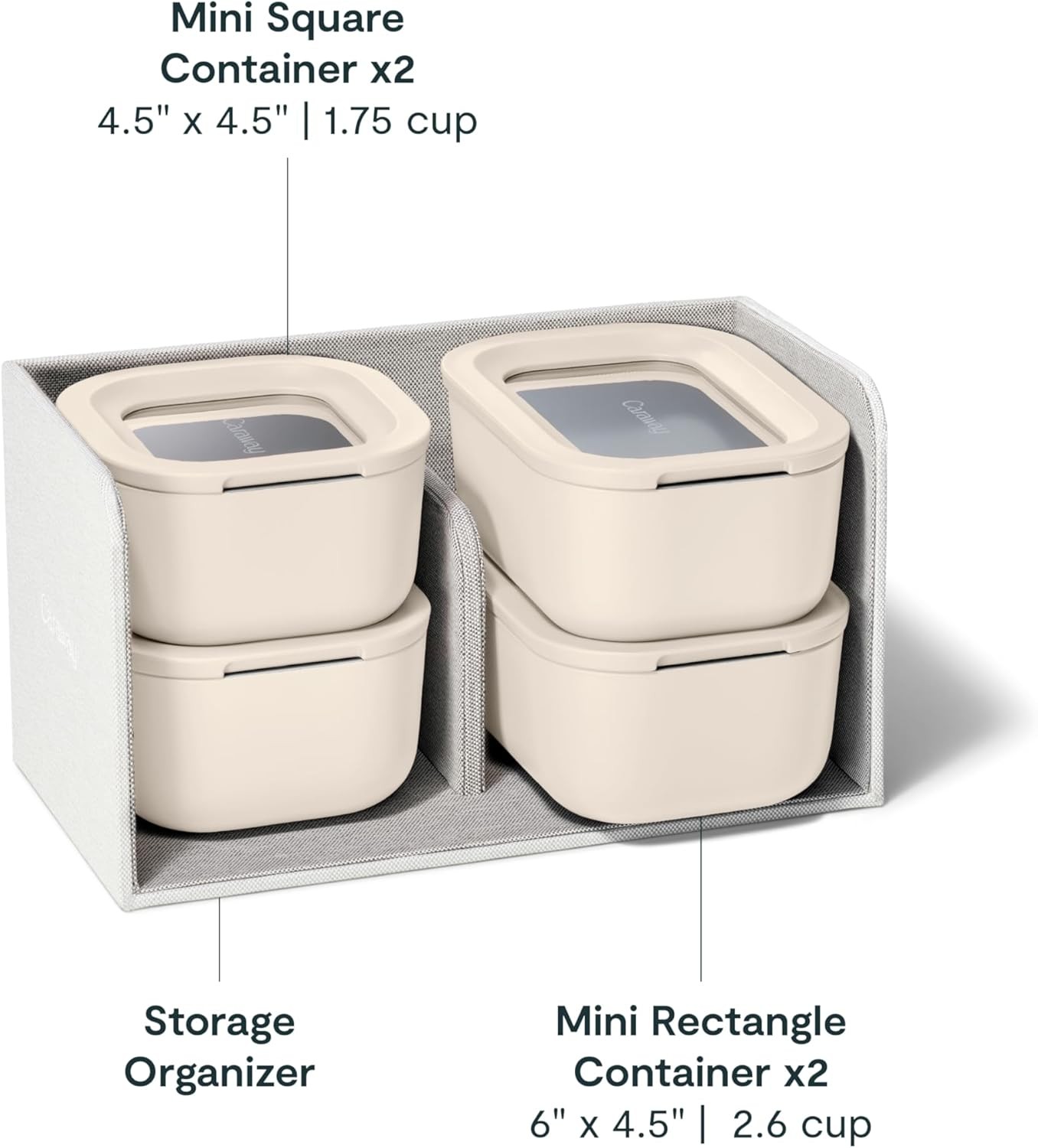Caraway Mini Food Storage 9pc Set – Glass Storage Containers for Food – Cream