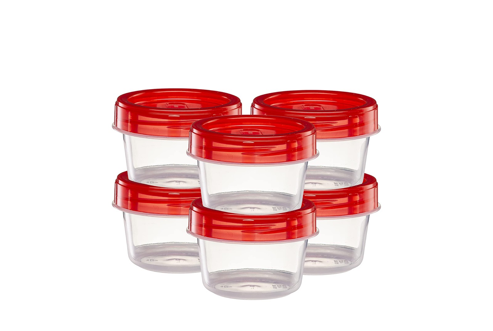 (4 Ounce 10 Pack) Twist Cap Containers Clear Bottom with Red Top Screw on Lids T