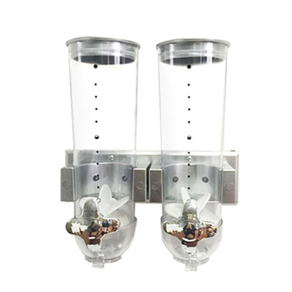 Wall-Mount Dual Control Food Storage Dispenser Coffee/Bean/Candy/Rice Silver 3L