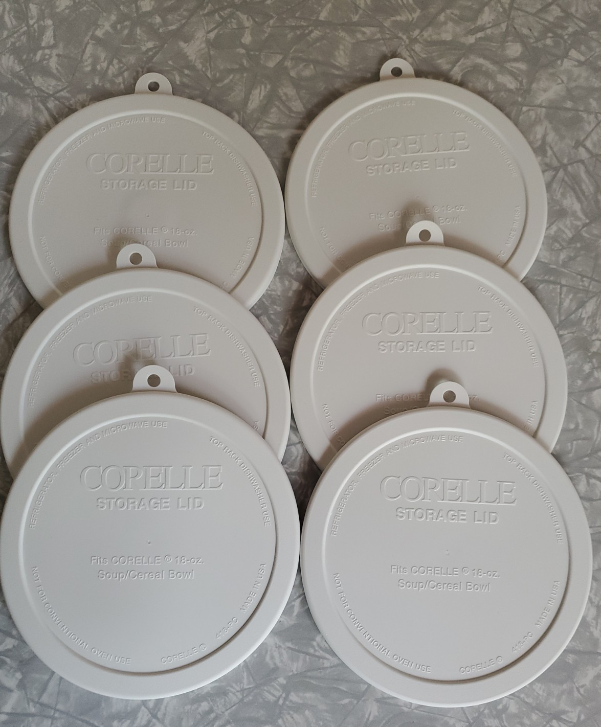 6 CORELLE Plastic Storage 18 oz Cereal Bowl 418-PC Replacement Lids 6-1/4″ wide