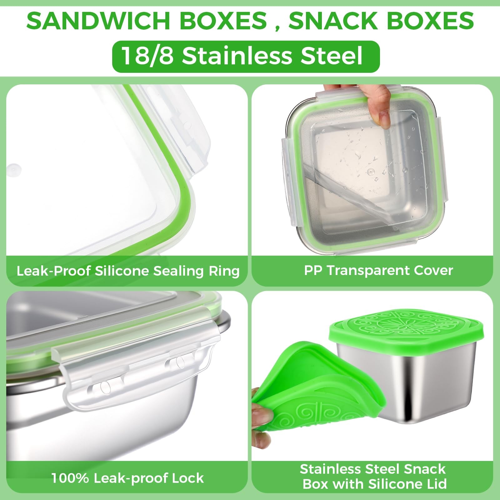 Ferrochef 8 Pack 25 Oz Stainless Steel Sandwich Containers with Lids and 6 Oz…