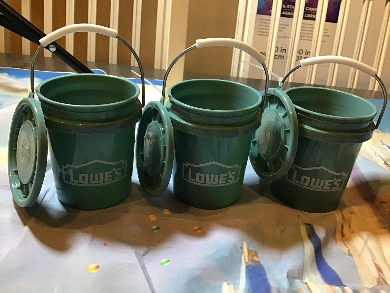 Lowes Teal/green Mini Buckets 0.42 Qt W/lid Set Of 3 -New