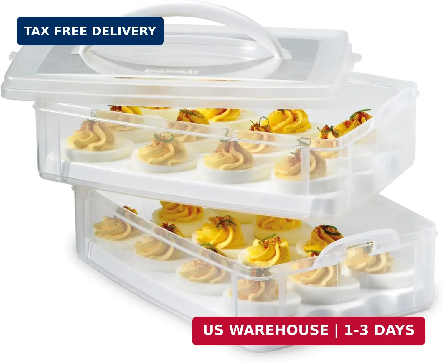 Snapware (2-Layer, 24 Eggs) Plastic Detachable Deviled Egg Carrier Storage Conta