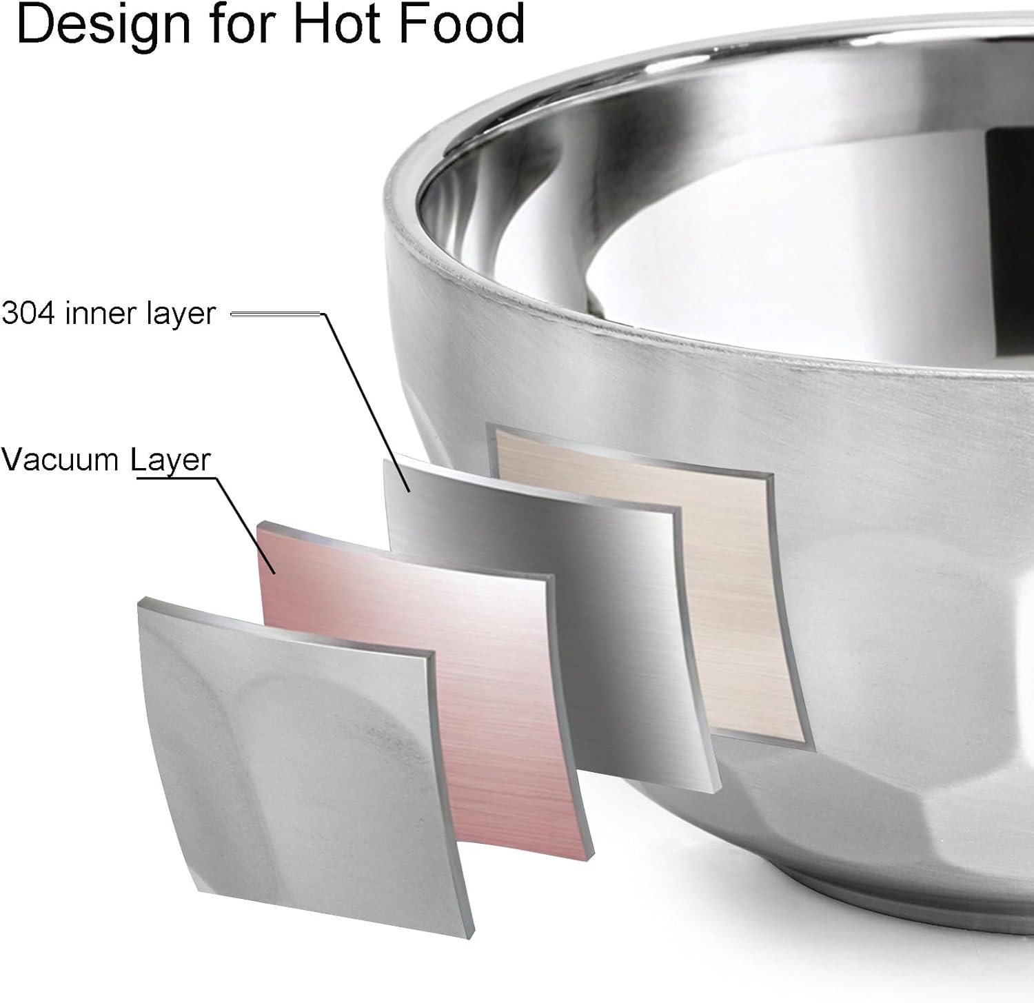 6 Pack 18/8 Stainless Steel Snack & Soup Bowls, 15 Oz Non-slip Double-walled Ins