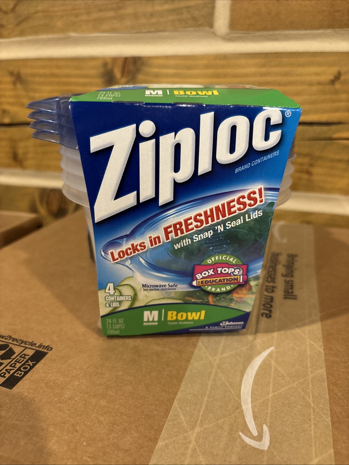 Ziploc Snap ‘n Seal Bowls Containers Size Medium & Lids 4-Pack (24oz Each) Fresh