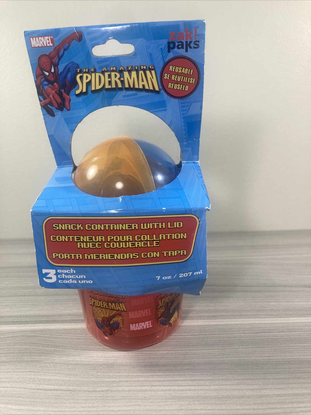 Marvel Spiderman Snack Containers 3ct With Dome Lid Reusable Travel New! NIB