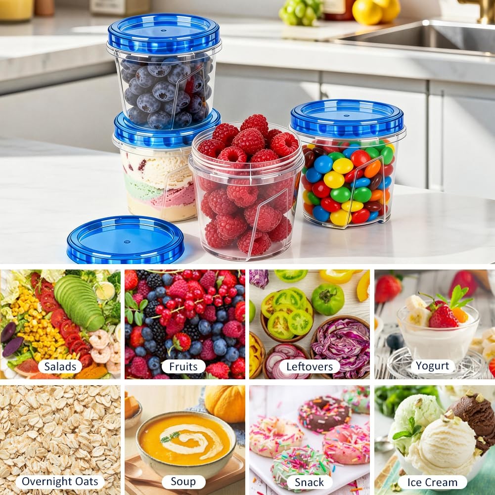 12 Pack 23.5 oz Reusable Freezer Storage Containers with Twist Top Lids Airti…
