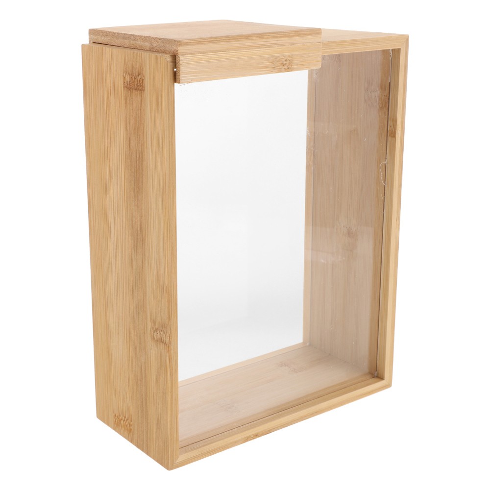 Bamboo Sliding Cereal Box Clear Food Dispenser Storage Container