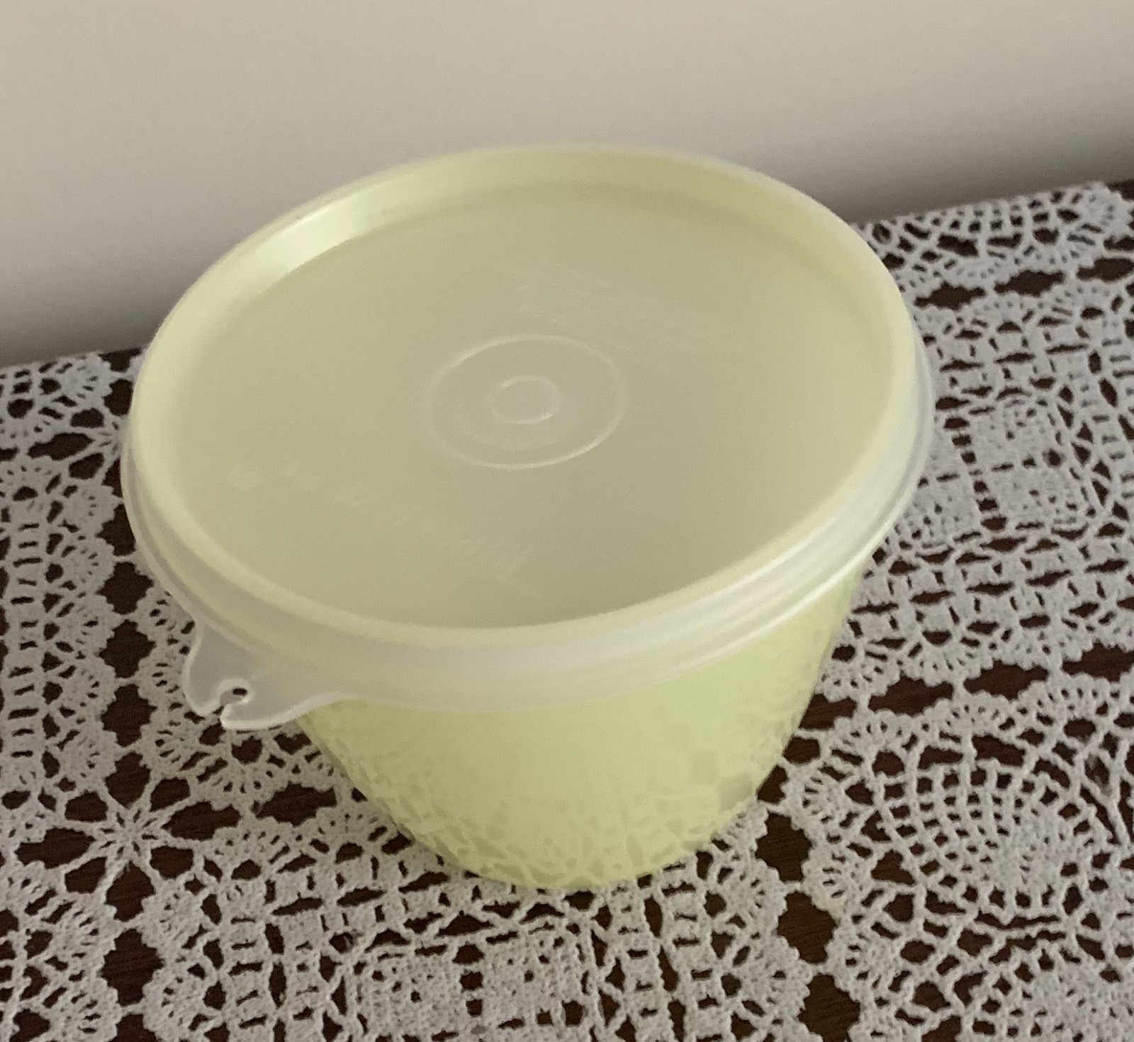 Vintage Tupperware Sheer Yellow Storage Bowl 148-31 and Clear Opaque Seal 215-58