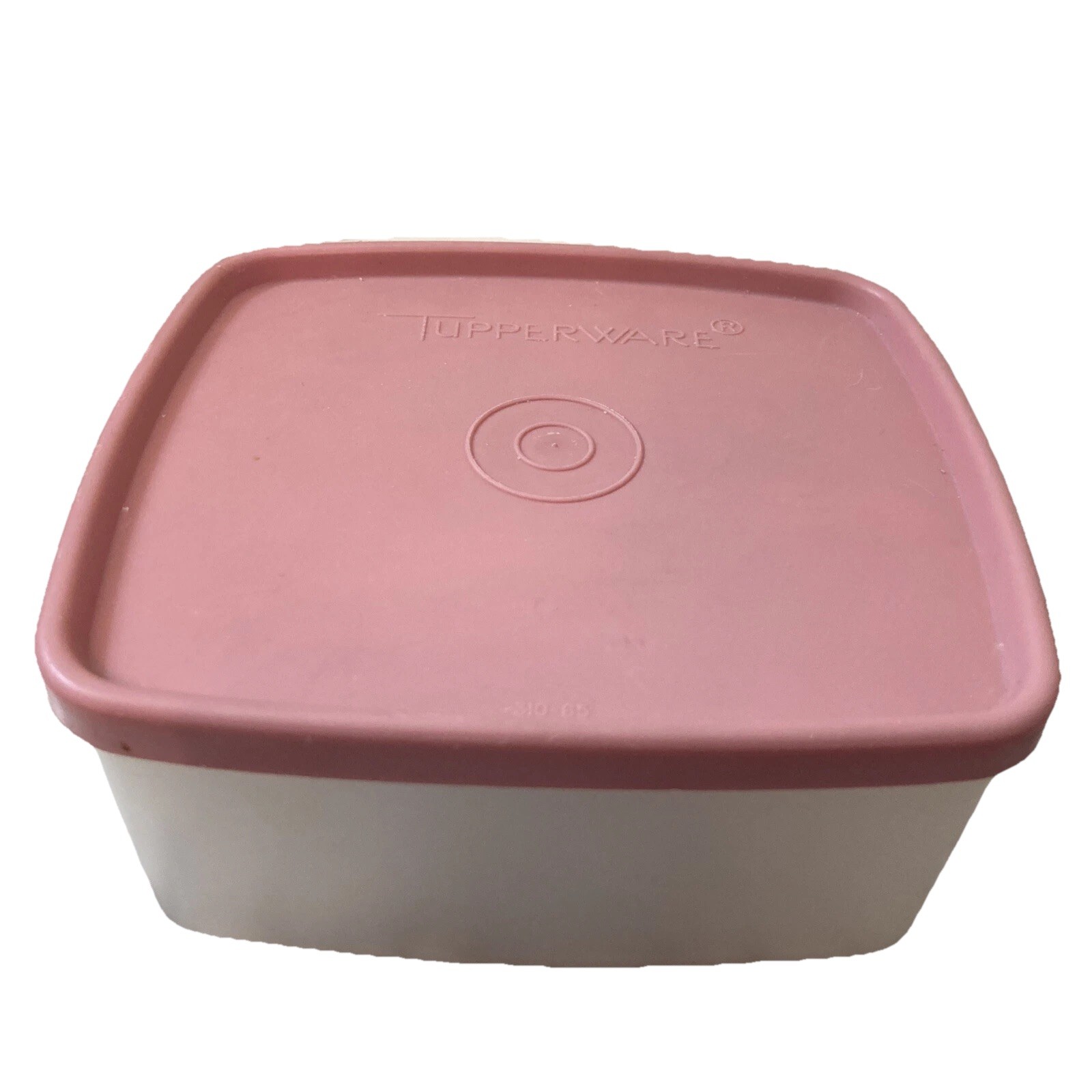 Tupperware Mini Square Freezer Snack Sandwich Container with Pink Lid