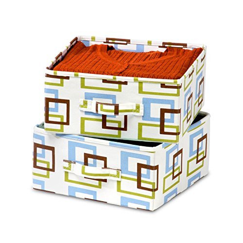 Set of 2 Green Blue Folding Storage Drawers Clothing Crafts College Linen Closet