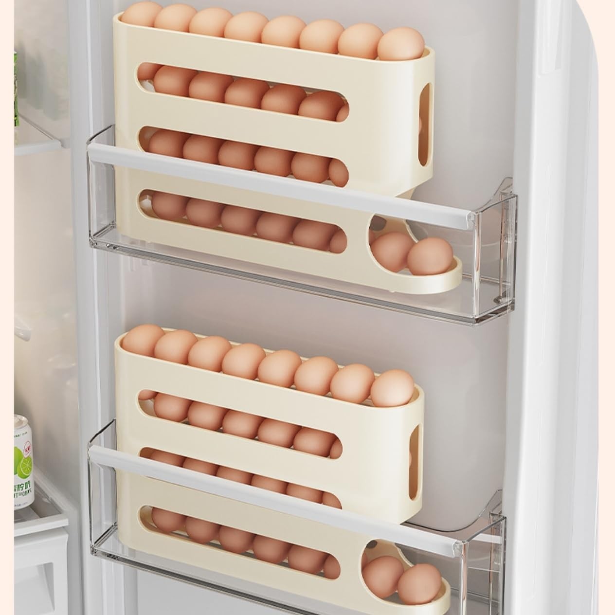 Egg Holder for Fridge, Egg container for refrigerator, Space-Saving Automatic…