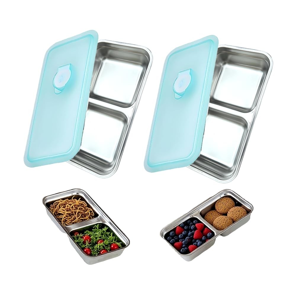 Osiunav 2Pcs Stainless Steel Food Containers,Reusable Two Double-Boxes