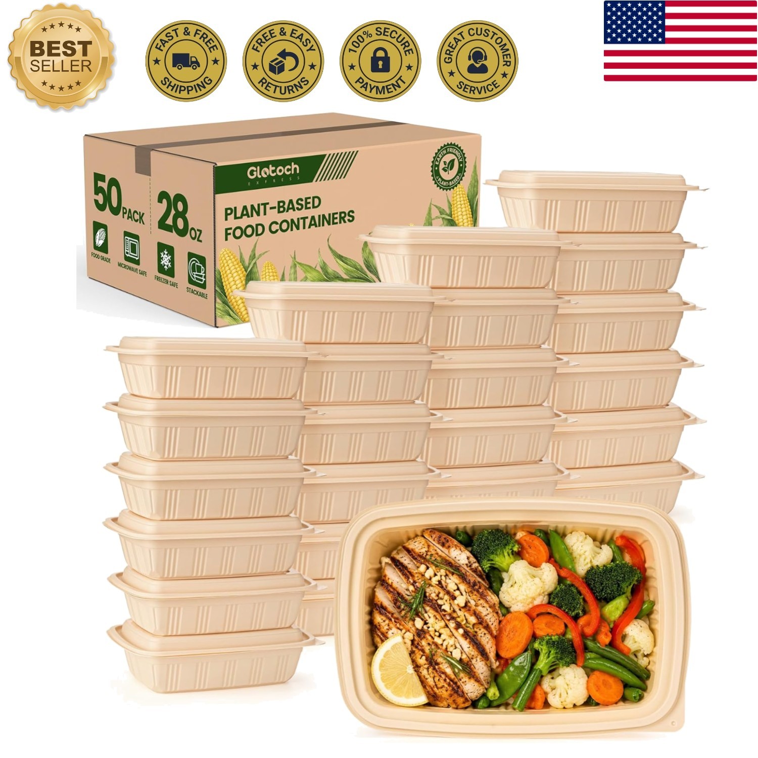 28 oz Eco-Friendly Food Storage – 100 Piece Set for Quick Meals & Take-Out