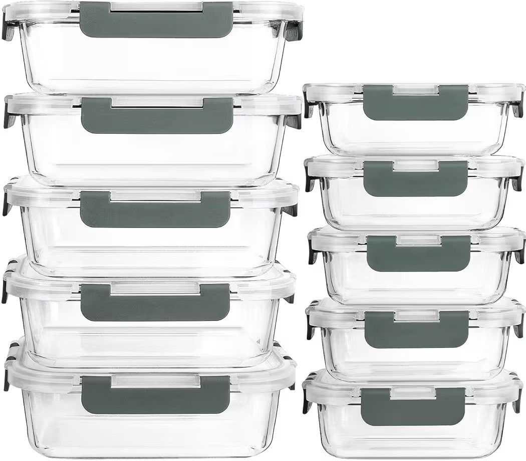 [10-Pack] Glass Meal Prep Containers with Lids, MCIRCO Food Storage Containers w