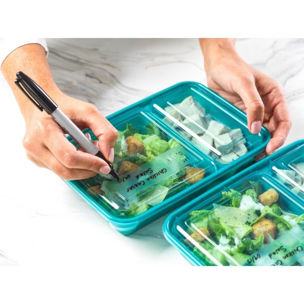 Meal Prep 2 Compartment Rectangle Containers + Lids – 3Cups