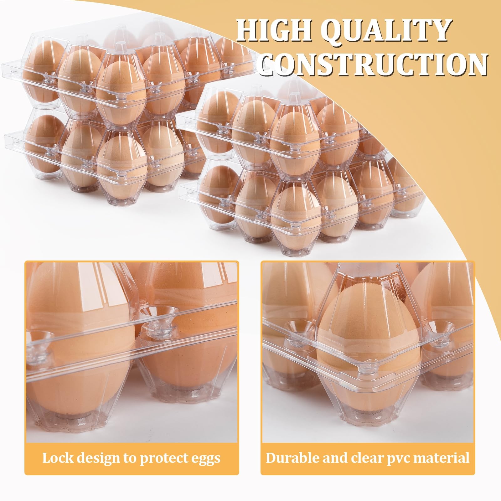 60 Pack Plastic Egg Cartons 12 Count, Clear One Dozen Egg Cartons Cheap Bulk for