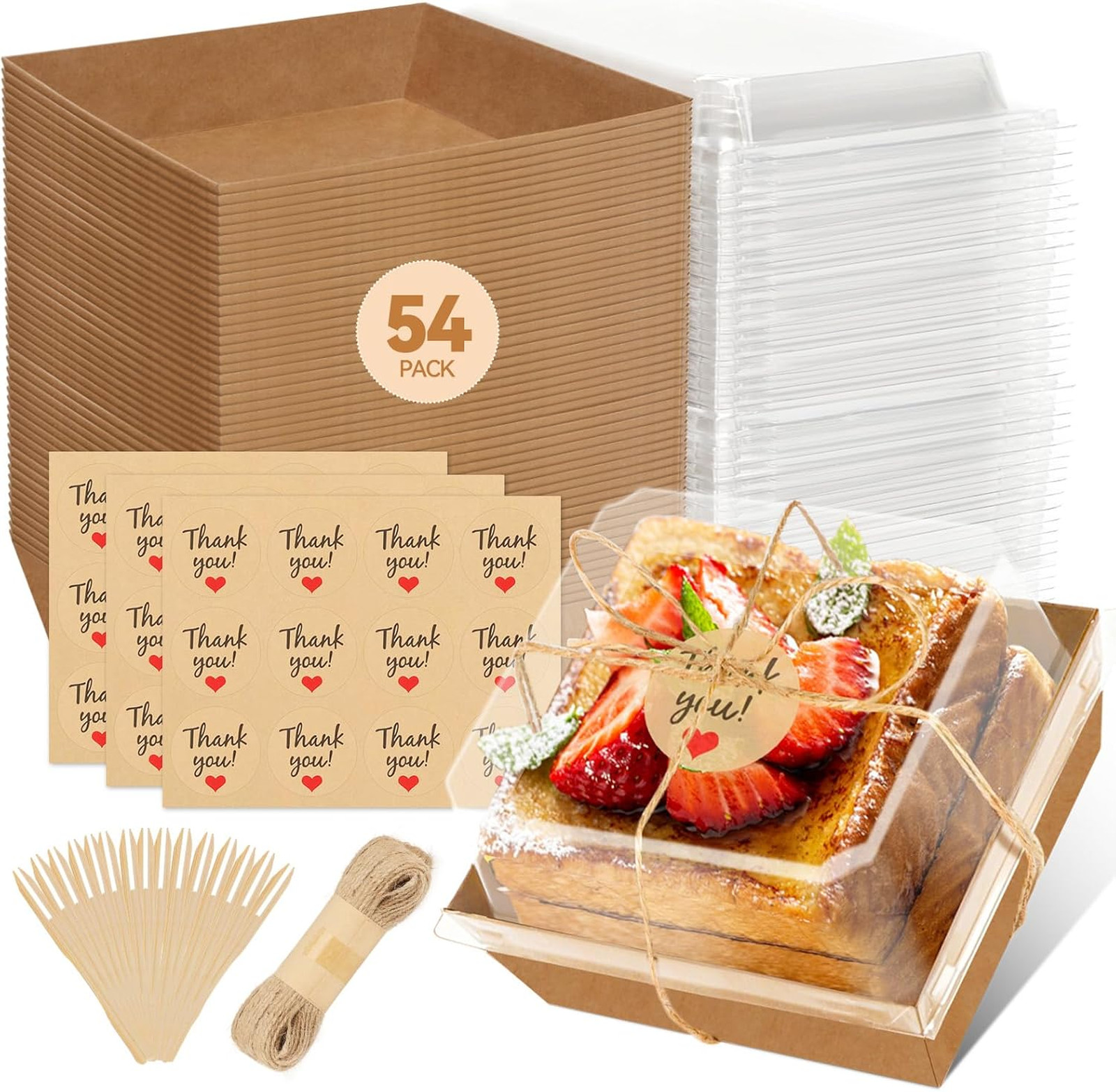 Small Charcuterie Boxes with Clear Lids Pack of 54 Food Take Out Containers for