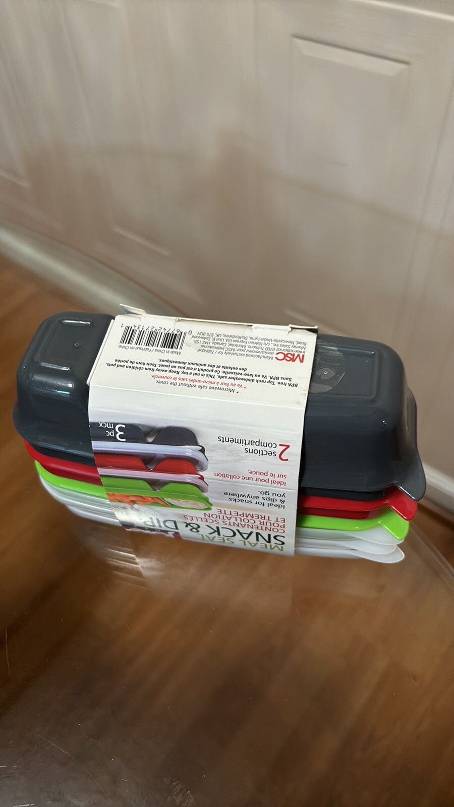 Joie Meal Prep Snack Container, Set of 3 (Green/ Red/ Grey) – 17.3×6.2×4.6cm