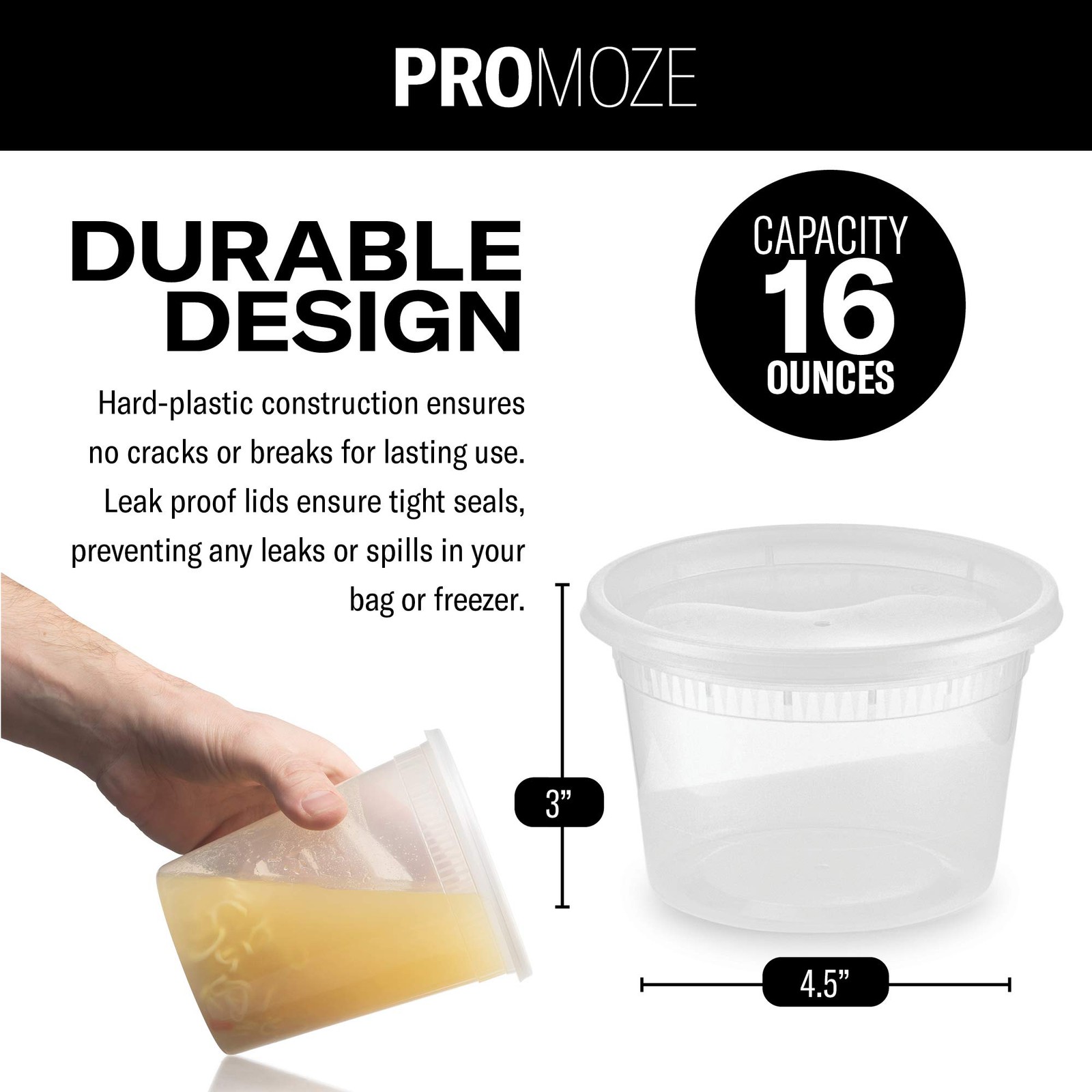 Plastic Deli Food Storage Containers With Leak-Proof Lids 48 Pack, 16 Oz | Mi…