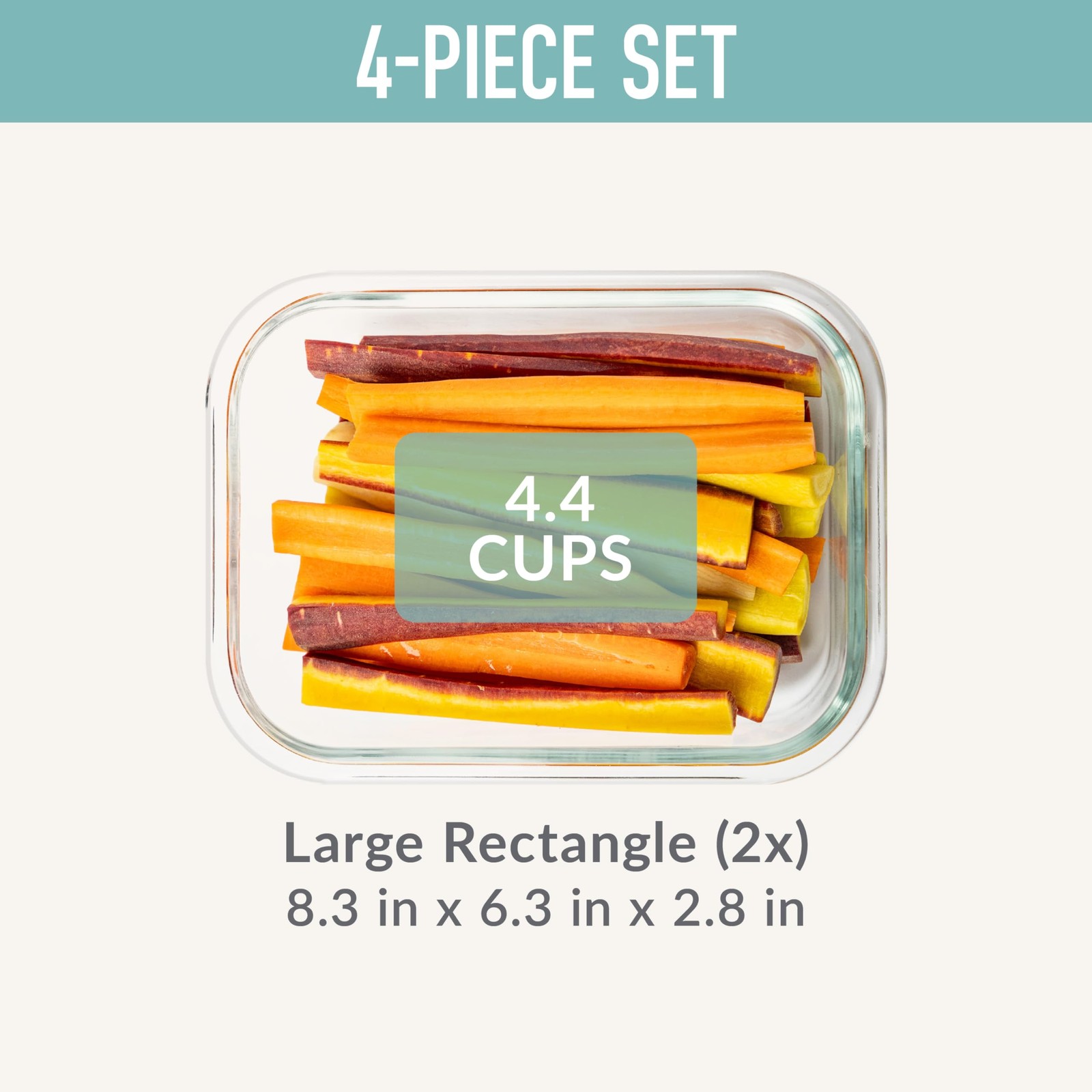 Glass Leak-Proof Food Storage Set – 4-Piece Glass Containers with BPA-Free Ai…