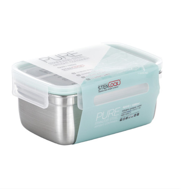 STENLOCK Pure Stainless Steel Side lunch Box 1000ml Rectangle NO 6