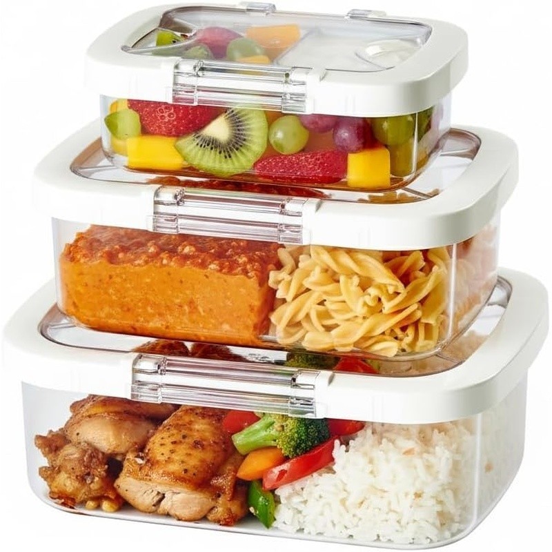 Leak Proof Meal Prep Containers Airtight Stackable Food Storage Microwave Safe