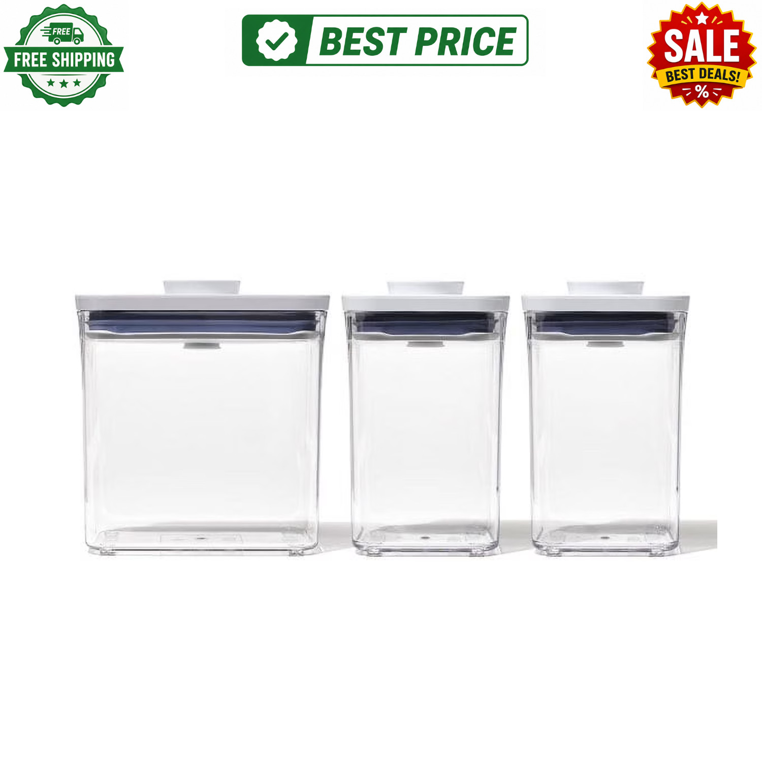 OXO SoftWorks POP 3Pc Storage Container Set Airtight Kitchen Pantry Box
