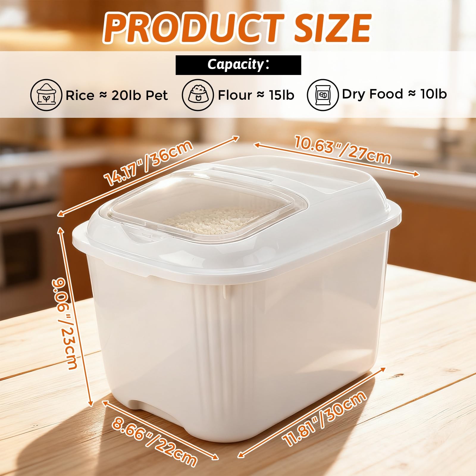 4 Pack Sugar Storage Containers Flour Bin with Wheels Large Pet Dog Food Stor…