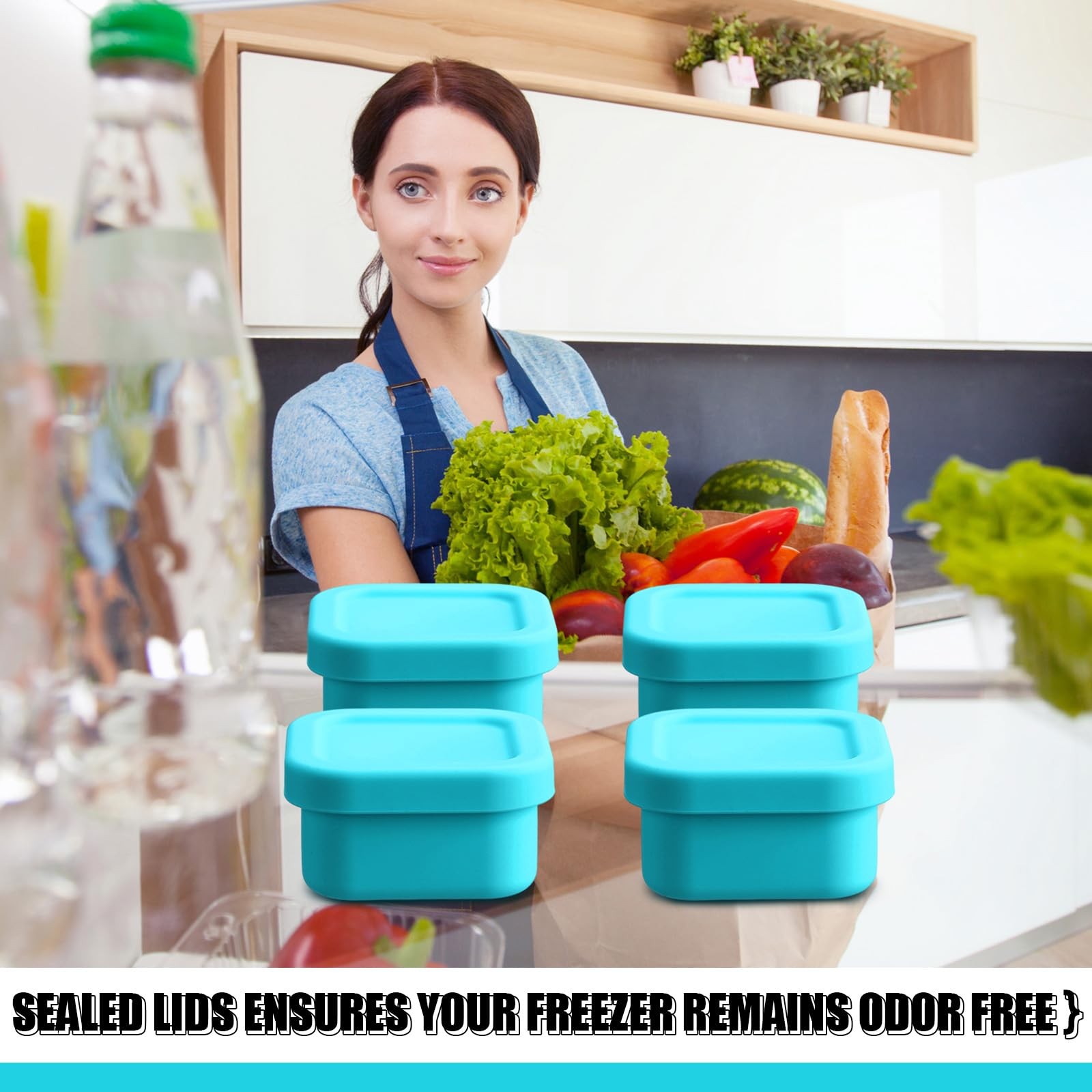 4 Pcs 1/2 Cup Silicone Freezer Trays with Lid Soup Freezer Containers Reusabl…