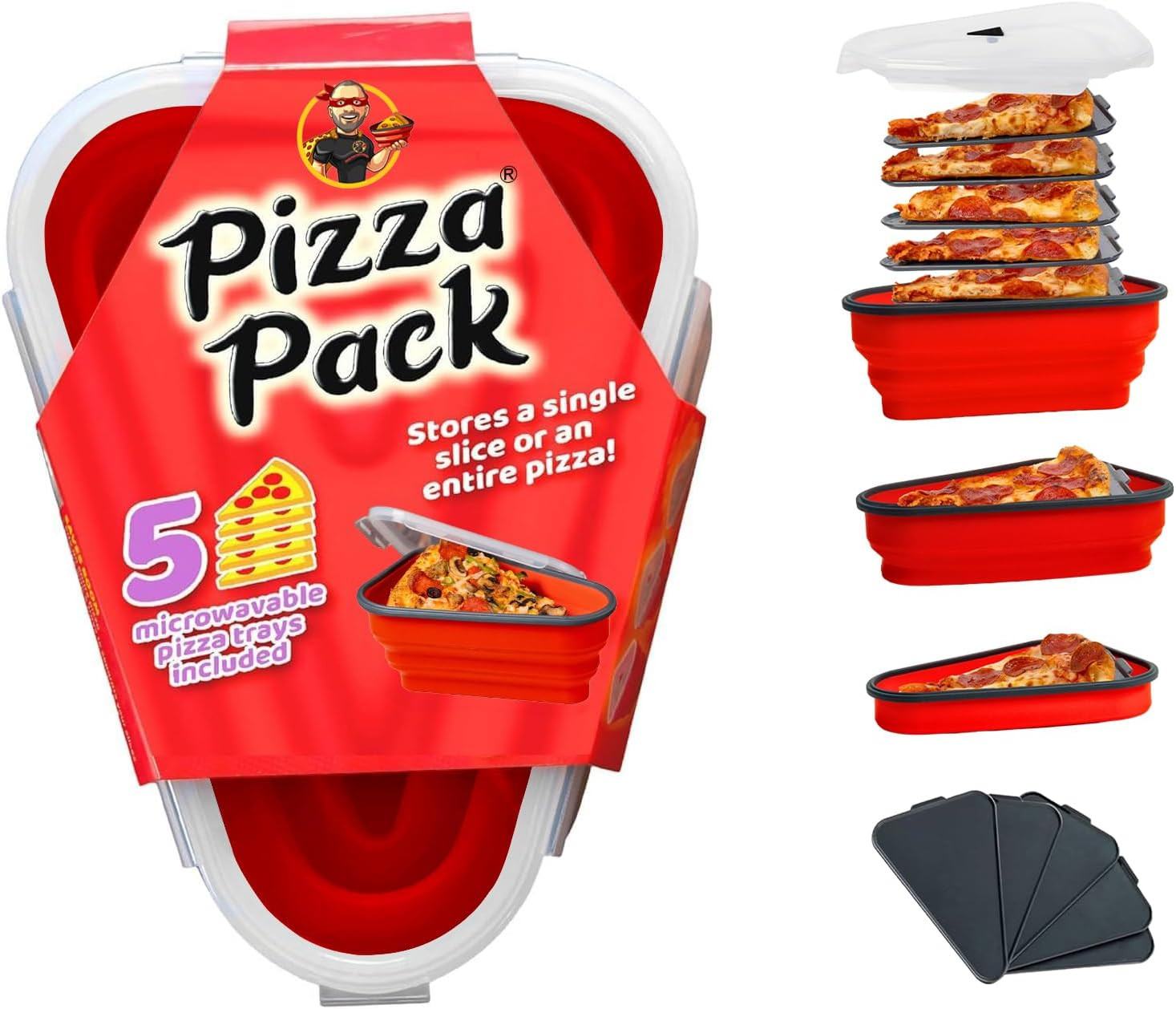 The Perfect, Reusable Pizza Storage Container with 5 Microwavable Serving Trays