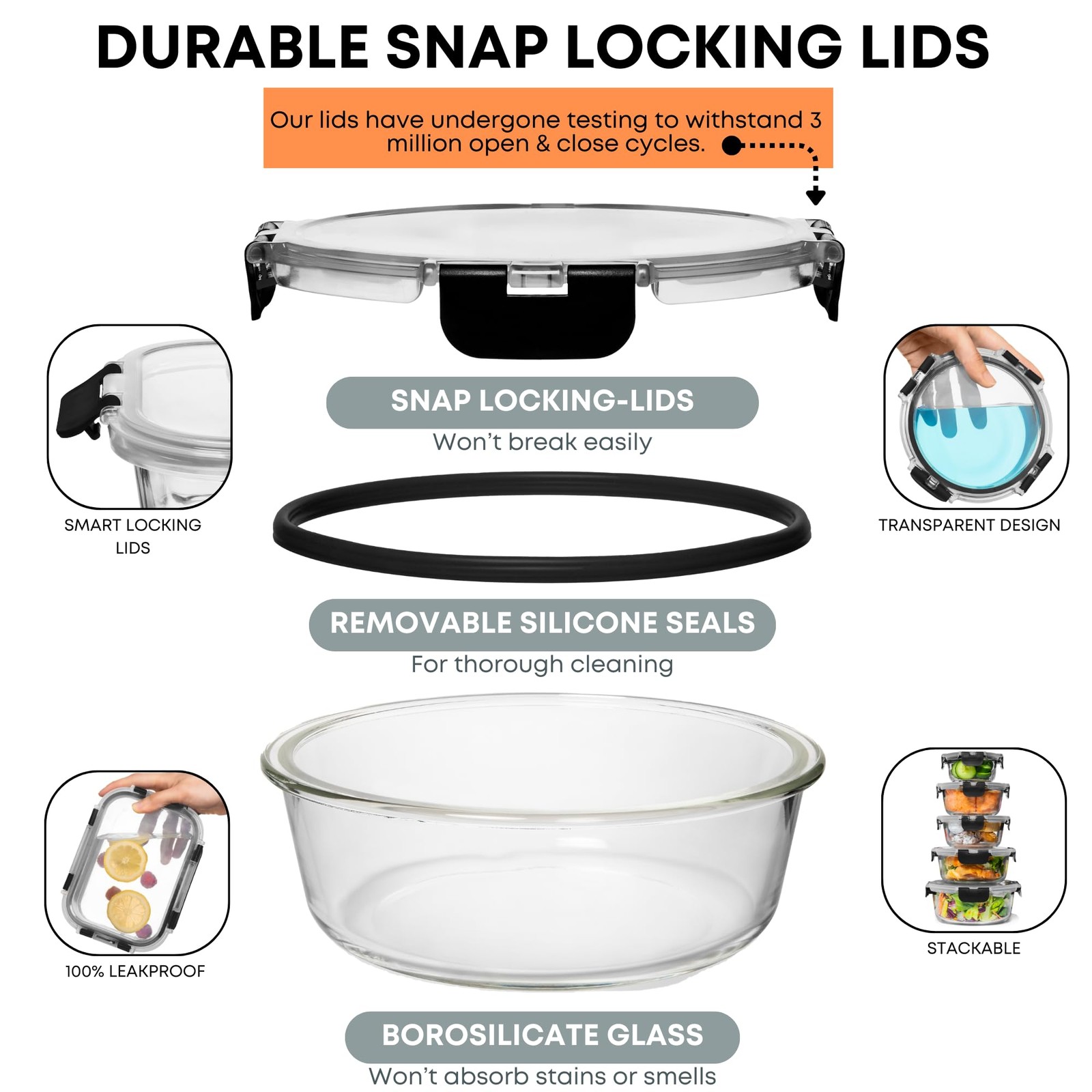 30 PC Glass Food Storage Containers with Lids – Reusable Glass Meal Prep Cont…