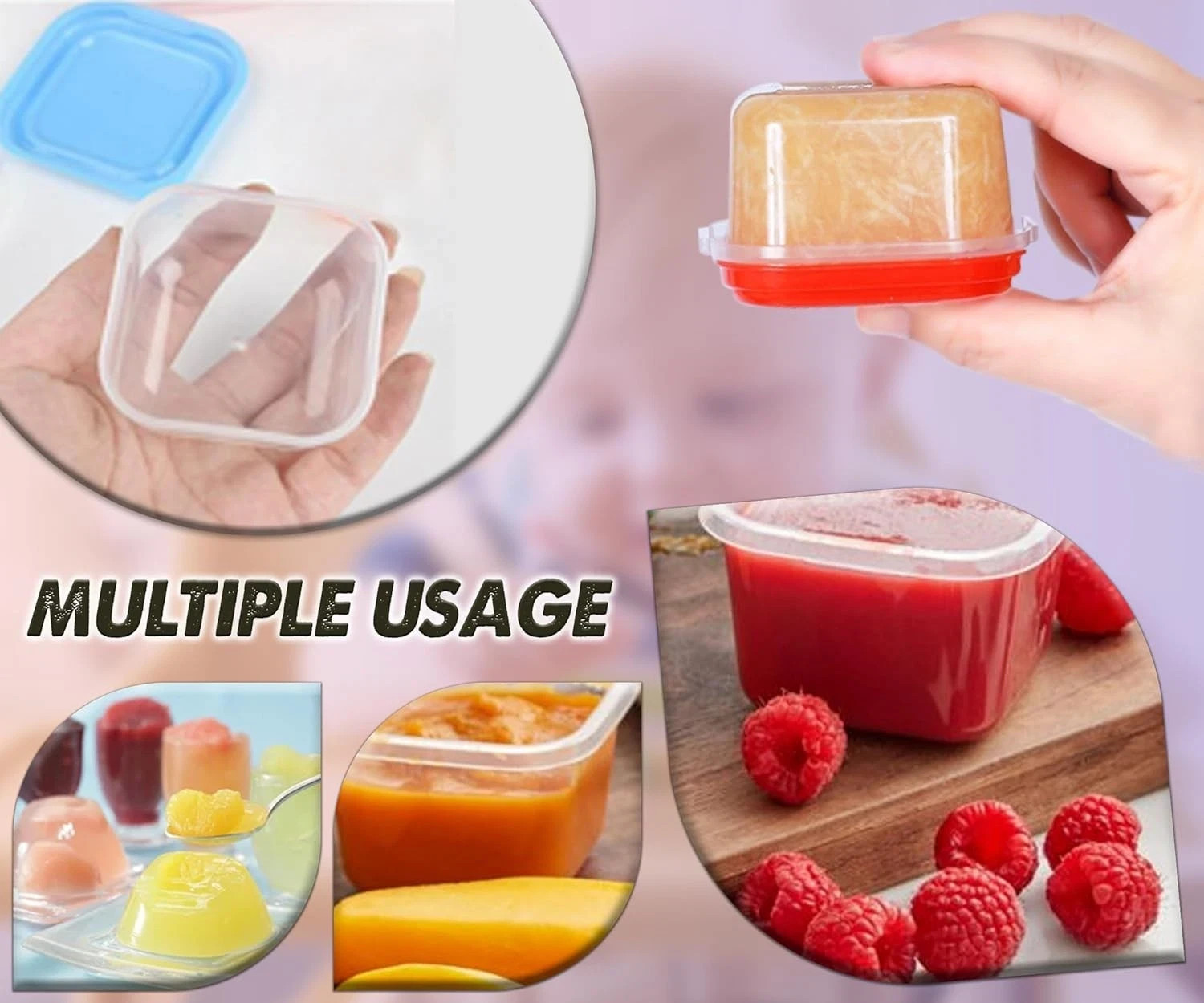 Baby Food Containers (4oz/120ml, 8,16 Pack) – Small Plastic Containers with Lids