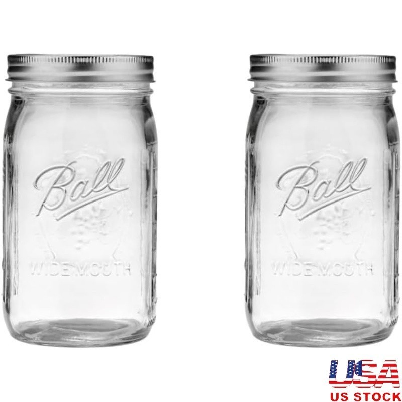 BPA Free Quart Glass Jars Gifting Crafting & Storage Dishwasher Safe USA