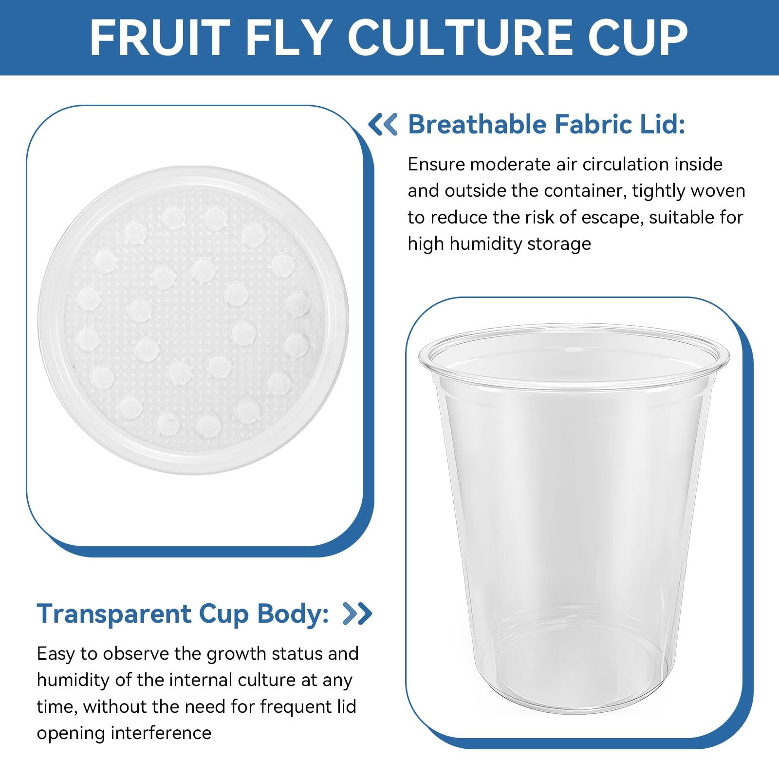 10 PCS 32 OZ Deli Cups Fabric Vented Lids Culture Containers Mesh Feeder Clear