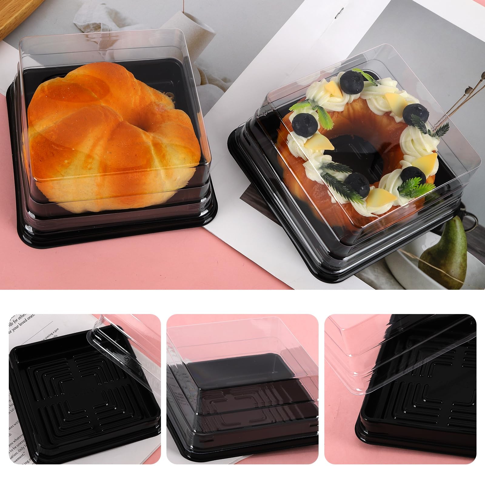 50 Pack Black Cake Pans,Bottom 5Inch X Heigh 2.2Inch Clear plastic mini cake …